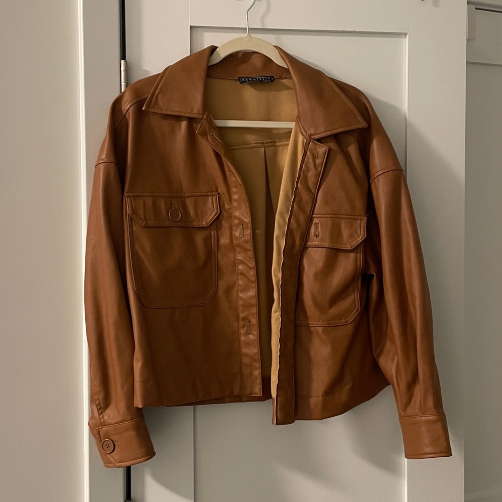 Bagatelle Faux Leather Tan Jacket